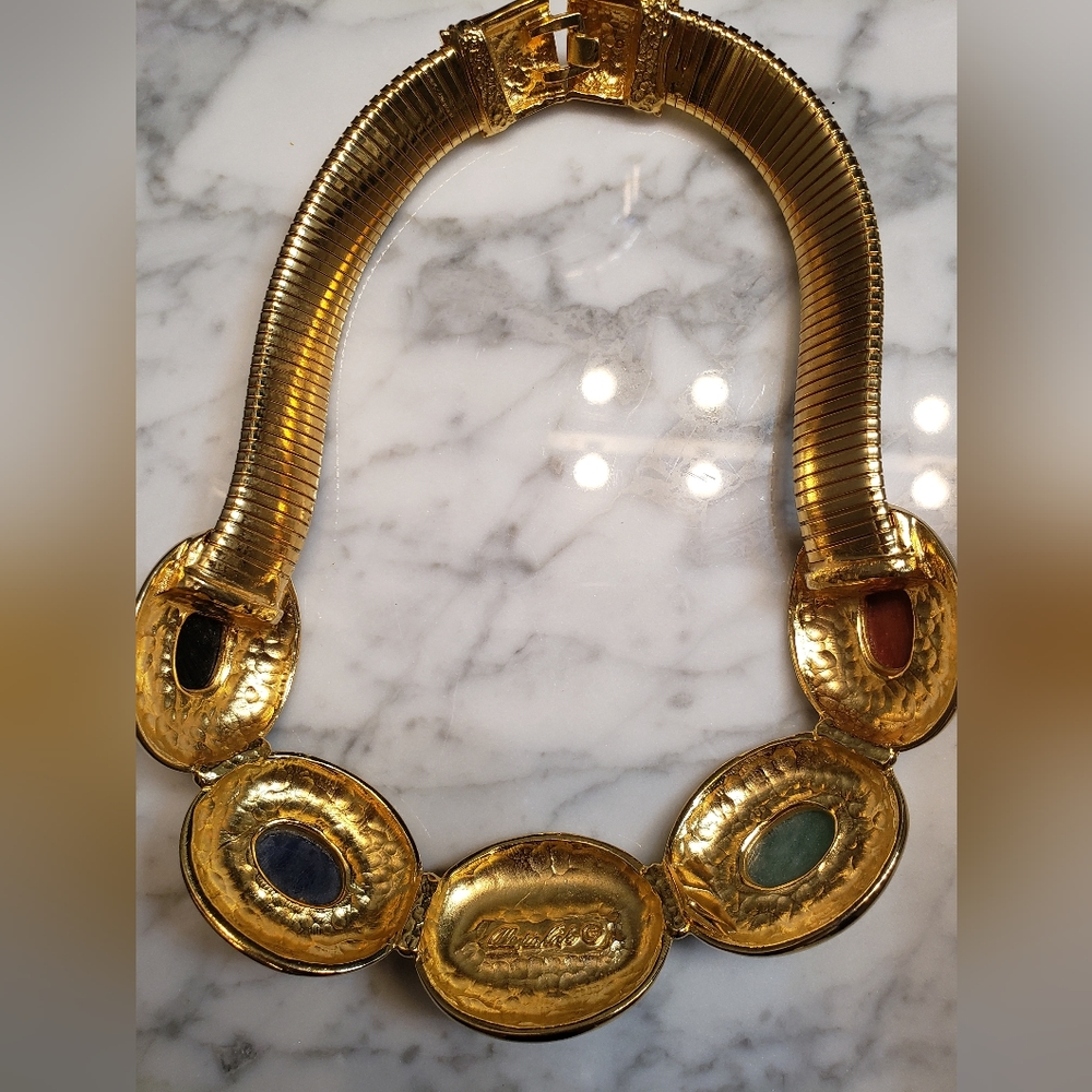 ALEXIS KIRK Vintage stone enamel gold necklace - Picture 4 of 10